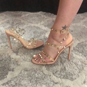 Nude with gold accents heels